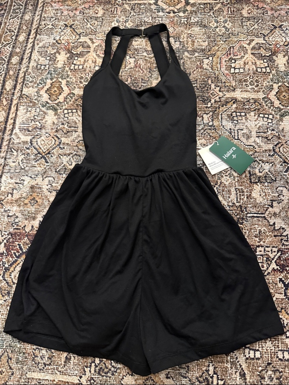 HALARA Black Halter Fit-and-Flare Mini Dress